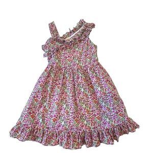 Janie and Jack Girl's Ditsy Floral Ruffle Cold Shoulder Dress, 7